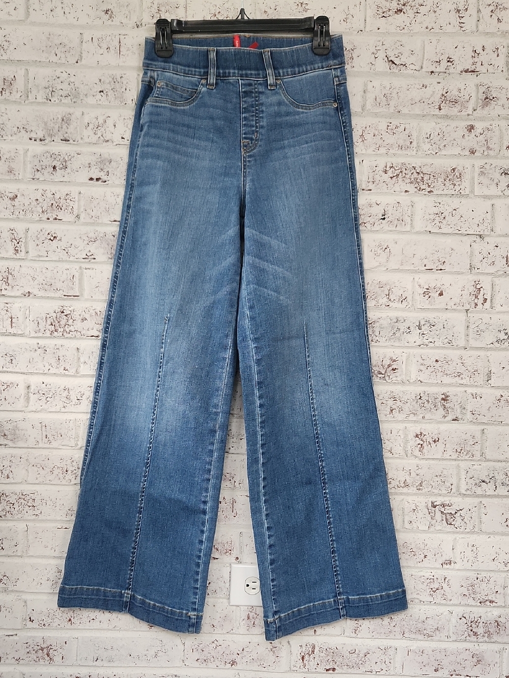 SPANX Seamed Front Wide Leg Blue Jeans for Women Size S
